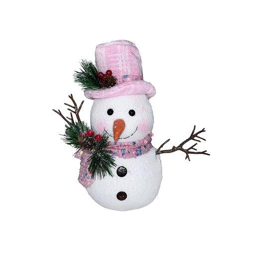 Delightful 10.5" Pink Christmas Fabric Snowman from Opportunities