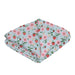 Opportunities Strawberries in the Meadow single-layer blanket featuring a colorful strawberry and meadow-inspired pattern on soft, lightweight fabric.
