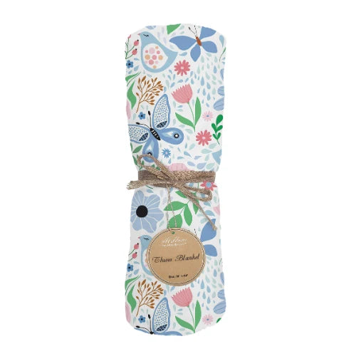 Opportunities Blue Butterflies single-layer blanket featuring elegant blue butterfly artwork on soft, lightweight fabric for cozy everyday comfort and home décor.