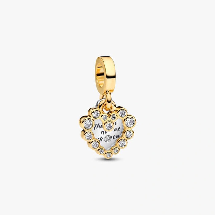 This Pandora Sparkling Heart Double Dangle Charm celebrates the strength and beauty of a mother's love. 