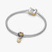 Disney Tiana Water Lily charm with sparkling diamond and dangling leaf shown on a bracelet
