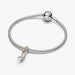 Sterling silver and 14k gold‑plated Cinderella slipper charm with bow detail on a bracelet 
