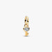 Close‑up of gold‑plated mini key charm featuring clear cubic zirconia