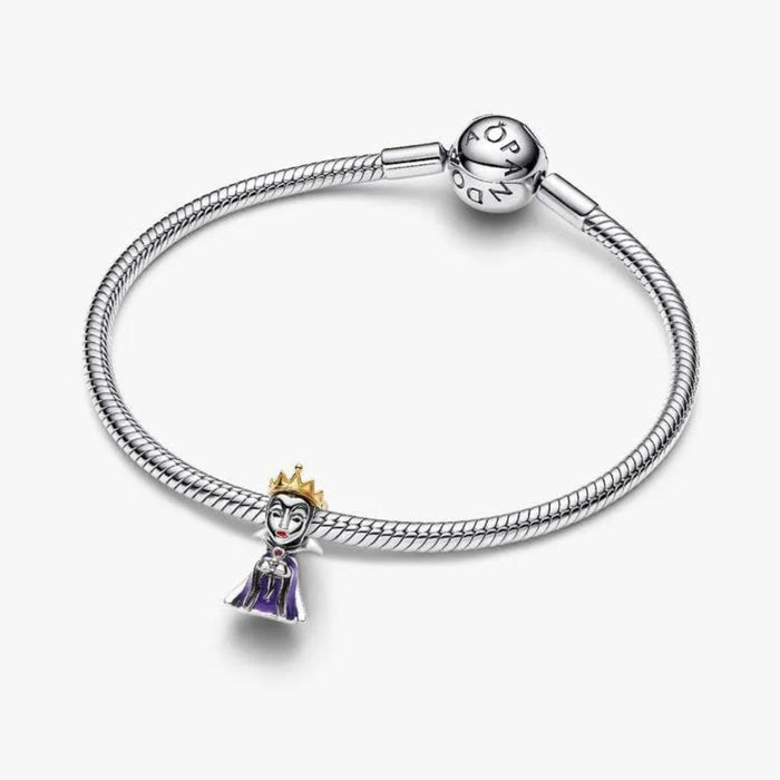 Silver bracelet with a purple heart charm on a white background