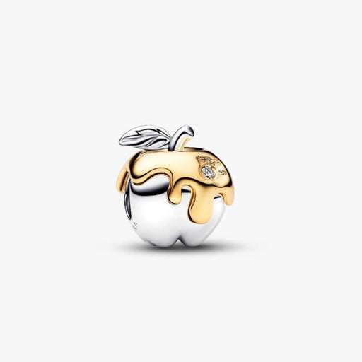 A Pandora charm featuring a detailed apple design, symbolizing knowledge and temptation.