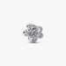 A diamond flower charm displayed against a clean white background, showcasing its intricate design and sparkle.