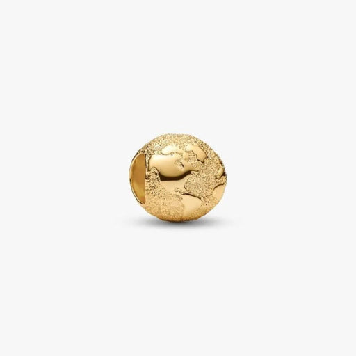 Gold  cylindrical globe  charm on a white background