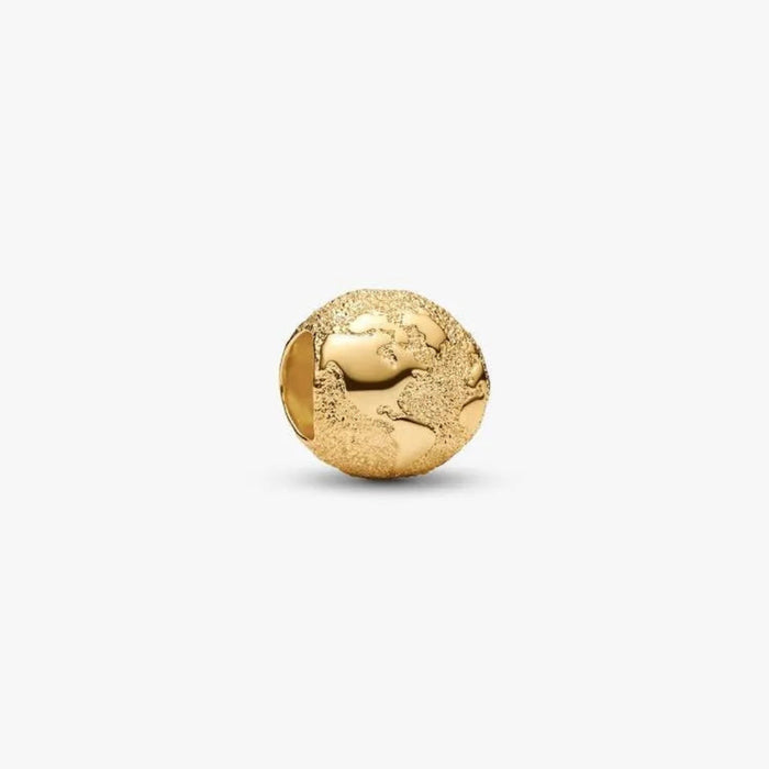 Gold  cylindrical globe  charm on a white background