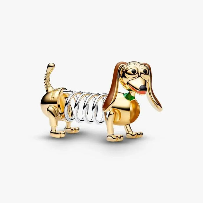PANDORA Disney Pixar Toy Story Slinky Dog Charm in sterling silver and 14k gold-plated metal for PANDORA Moments bracelets and necklaces.