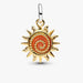 This Pandora Swirling Sun Two-Tone Dangle Charm features a bold swirling sun motif in a striking two-tone finish.