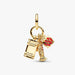 PANDORA New York Icons Triple Dangle Charm in 14k gold plating with Murano glass apple, Statue of Liberty and yellow taxi cab