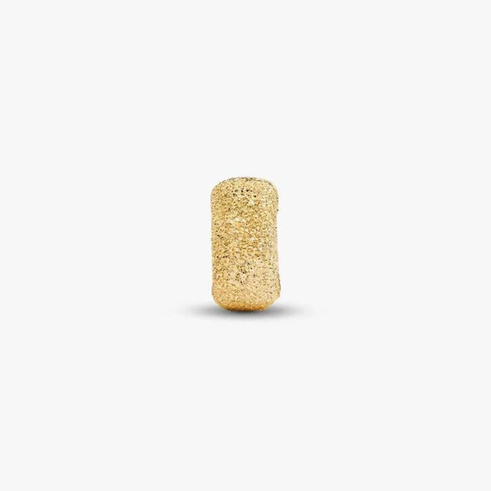 PANDORA Textured Mini Clip Charm in 14k gold plating with diamond-point texture and silicone grip
