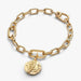 PANDORA Wheat Medallion Charm in 14k gold-plated sterling silver with VIRTUS VERA PROSPERITAS engraving
