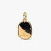 PANDORA Owl Medallion Charm in 14k gold plating with raised owl design, black man-made crystal and LUX ET SAPIENTIA engraving