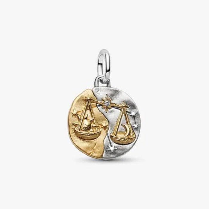 Libra Zodiac Medallion Charm featuring the Libra zodiac symbol and detailed celestial-inspired design.