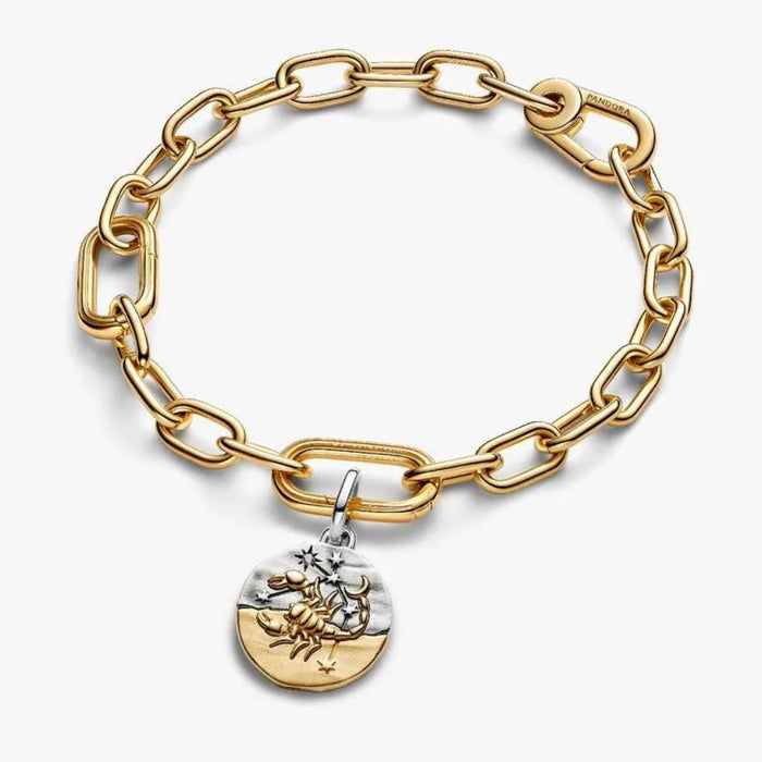 PANDORA Scorpio Zodiac Medallion Charm in sterling silver with sparkling cubic zirconia star accent