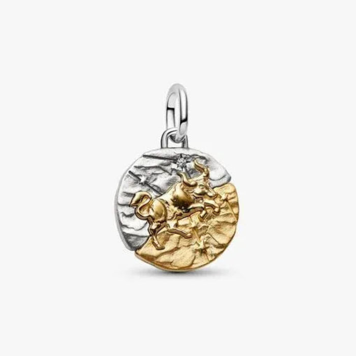 Taurus Zodiac Medallion Charm with detailed Taurus zodiac symbol