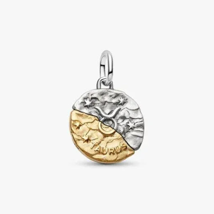 Taurus Zodiac Medallion Charm with detailed Taurus zodiac symbol