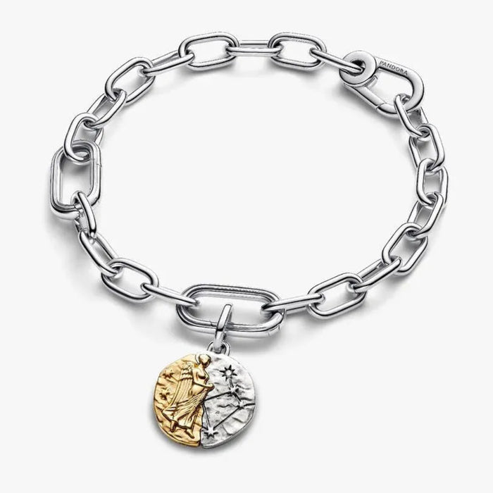 PANDORA Virgo Zodiac Medallion Charm in sterling silver and 14k gold plating with detailed Virgo constellation design