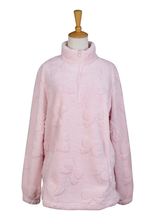 Opportunities : Charming Bow Divine Sherpa Pullover - Pink