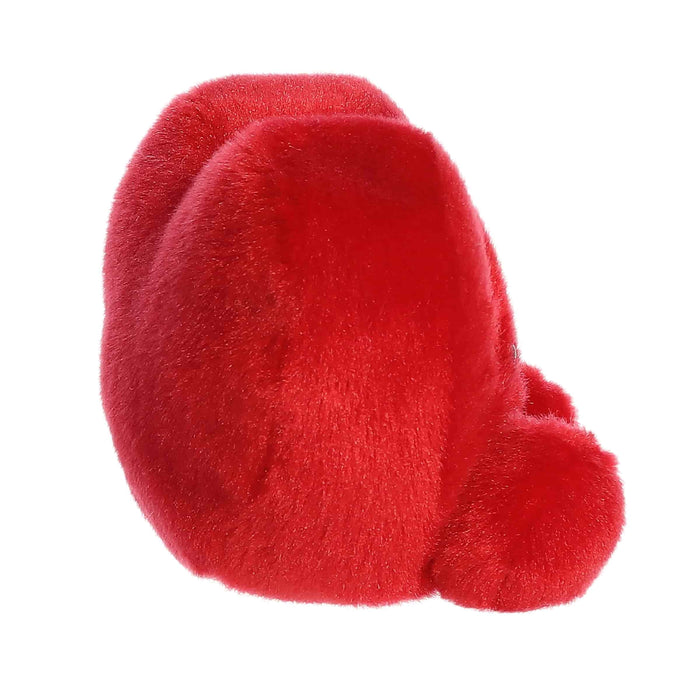 A plush red heart pillow decorated with colorful kisses, conveying a message of love and warmth.