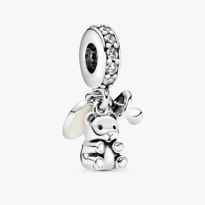 Baby teddy bear dangle charm with a cute and playful design