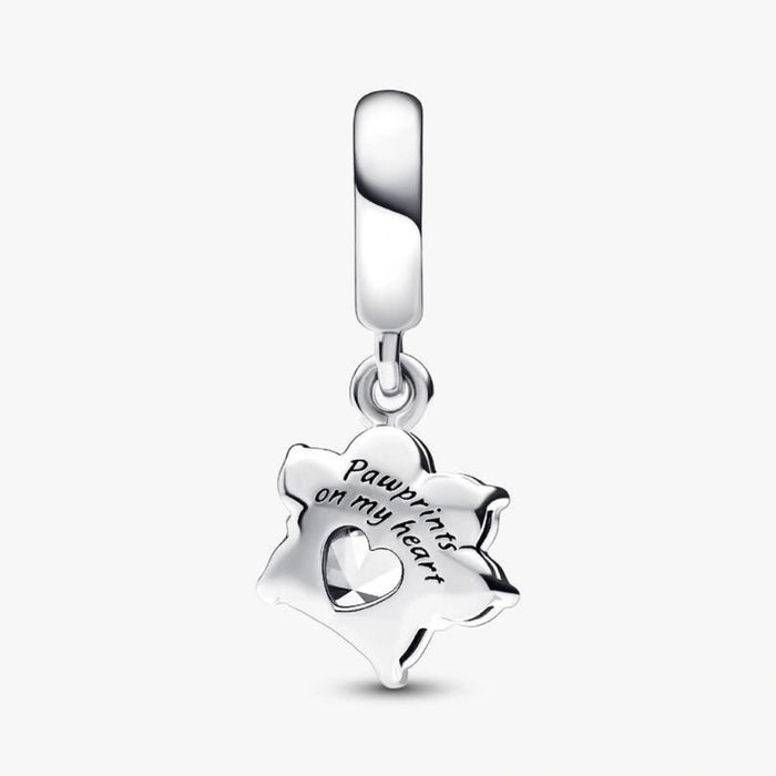 Elevate your love for your best friend with the Sparkling Pet Paw Print Dangle Charm.