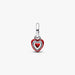 Heart-shaped pendant with red center on a white background