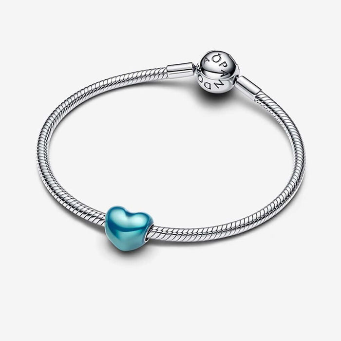 PANDORA : Metallic Sky Blue Heart Charm