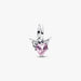 Sterling silver winged heart mini dangle charm with orchid pink crystal