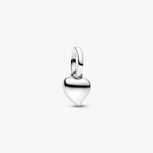 Sterling silver asymmetric heart mini dangle charm with high‑polish finish