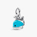 Pandora Turquoise-colored Whale Dangle Charm featuring a playful whale design with ocean-inspired turquoise color.