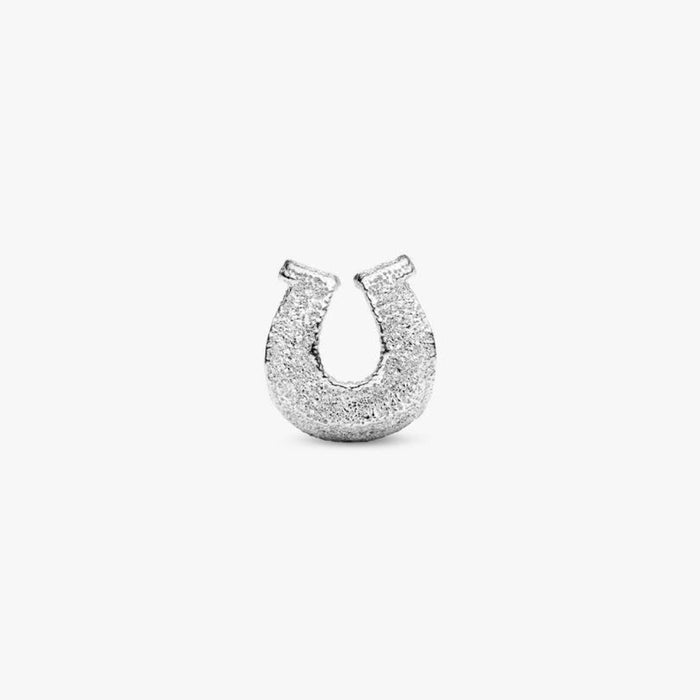 Pandora Textured Horseshoe Mini Charm in sterling silver with a detailed textured finish.