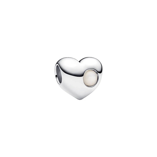 This Pandora June Engravable White Stone Heart Charm combines elegant sparkle with a meaningful personal touch