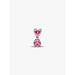 Front view of the Pandora Pink Bow Charm showcasing symmetrical pink heart-shaped stones.