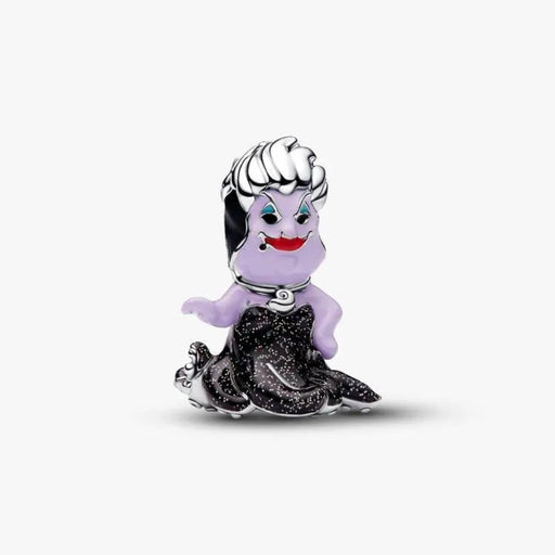 Character Ursula charm with silver  hair and black dress on a white background