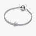 Silver bracelet with a heart-shaped clasp on a white background
