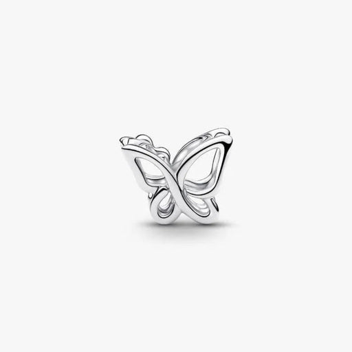 Silver butterfly-shaped earring on a white background