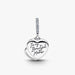 Heart-shaped Pandora charm featuring pink opal stones, highlighting a beautiful and stylish accessory.