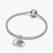 Elegant Pandora heart charm embellished with pink opal stones, perfect for adding a touch of color to any jewelry collection.