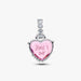 A pink heart charm with "I love you" written in a stylish font, symbolizing affection.