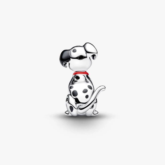 A dog charm designed in black and white, showcasing a minimalist style.