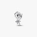 Silver tulip shaped charm on a light background