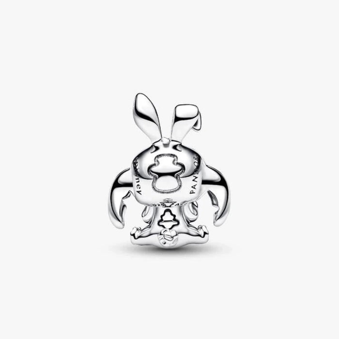 Silver charm with a bunny on a white background