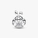 Silver charm with a bunny on a white background
