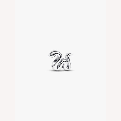 Silver charm stylized snake on a white background