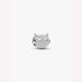 Silver owl-shaped charm on a white background