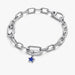 PANDORA Blue Star Mini Dangle Charm in sterling silver with a shimmering textured finish, designed as a delicate celestial star charm for PANDORA Moments bracelets and necklaces.