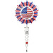 A sunflower adorned with an American flag, symbolizing patriotism and national pride.
