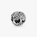 Pandora Family Tree Charm in sterling silver on a white background.